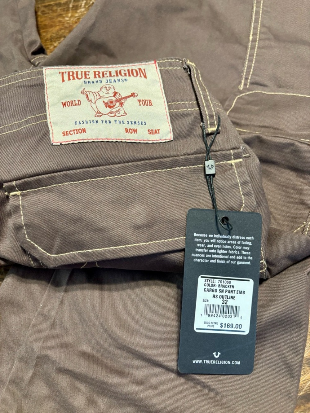 True Religion Bracken Cargo SN Pant Embroidered NWT-sz 32